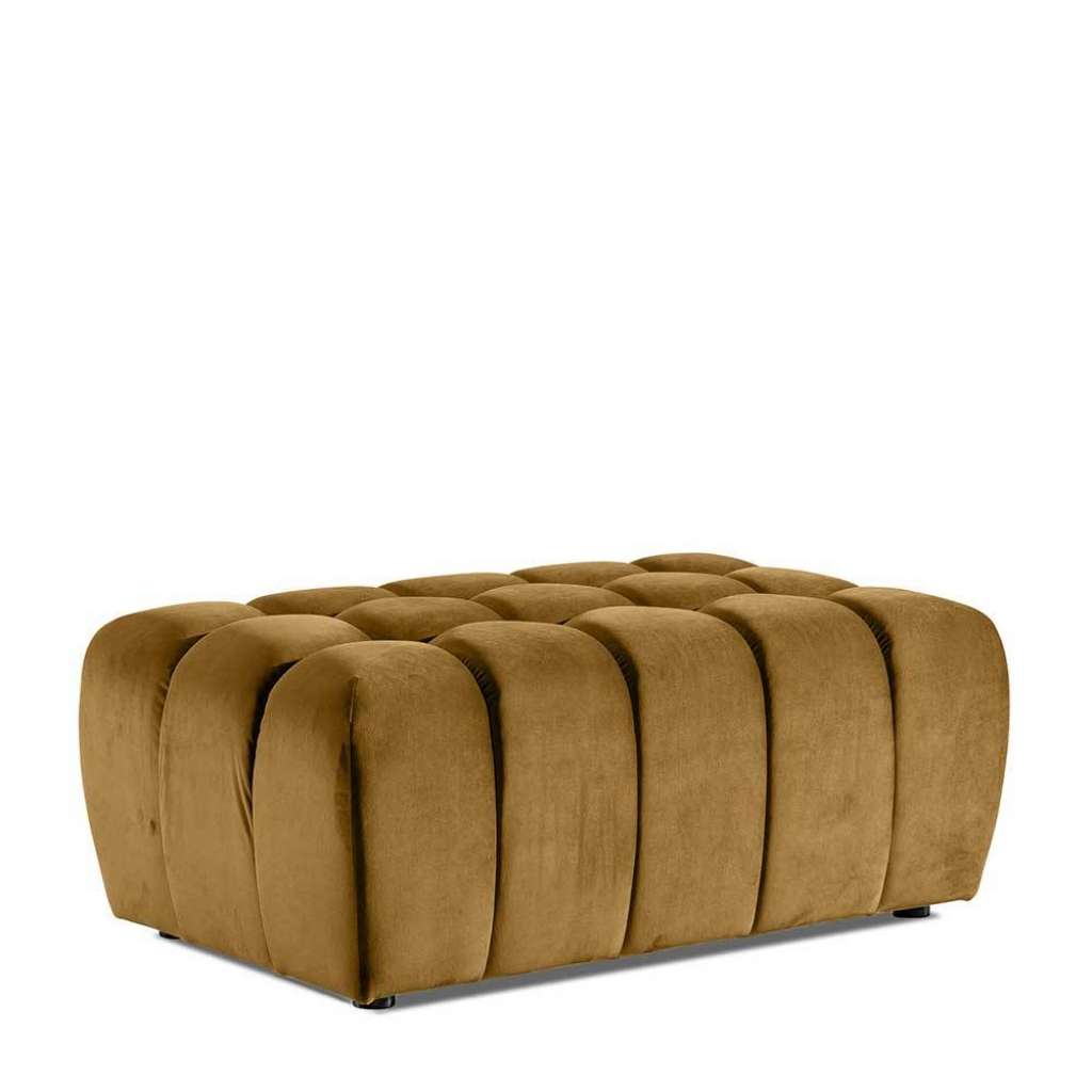 Sitzhocker Polsterhocker in Senfgelb aus Samt