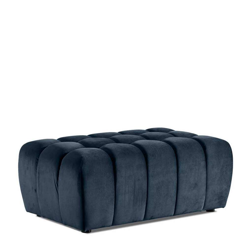 Sitzhocker Couchhocker aus Samt in Dunkelblau