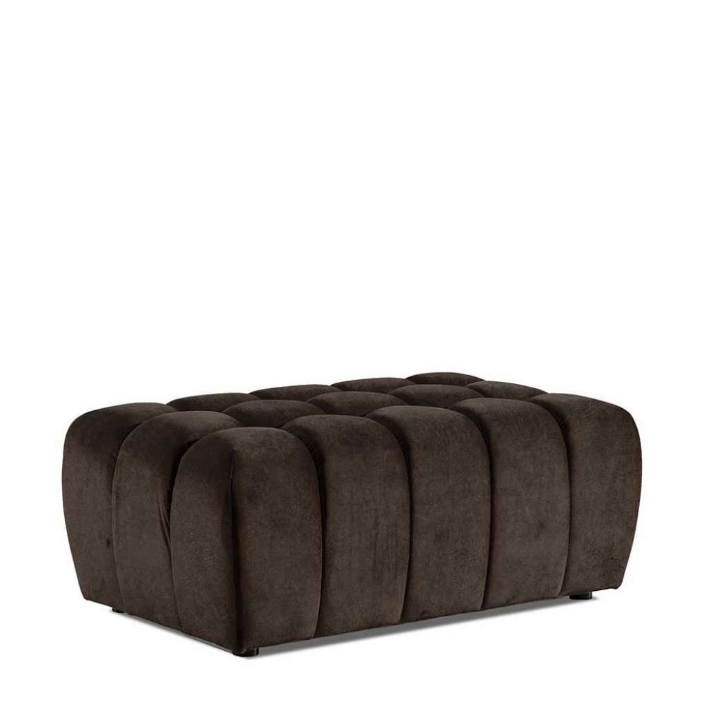 Sitzhocker Polsterhocker in Dunkelbraun aus Samt