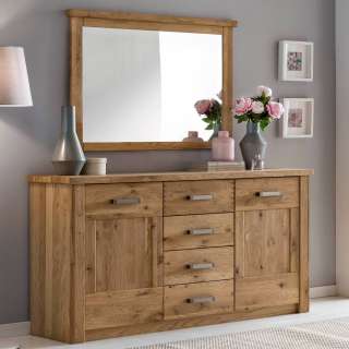 Sideboard Kommode mit teilmassiver Oberfläche und Metallgriffen (zweiteilig)