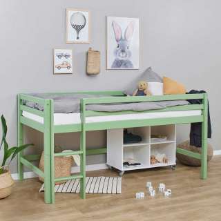 Kinderbett Kinder Einzelbett in Hellgrün inklusive Leiter