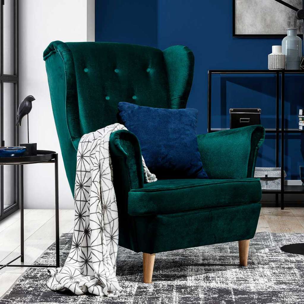 Polstersessel Einzelsessel aus Samt mit Armlehnen