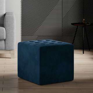 Hocker Sitzhocker in Dunkelblau aus Samt