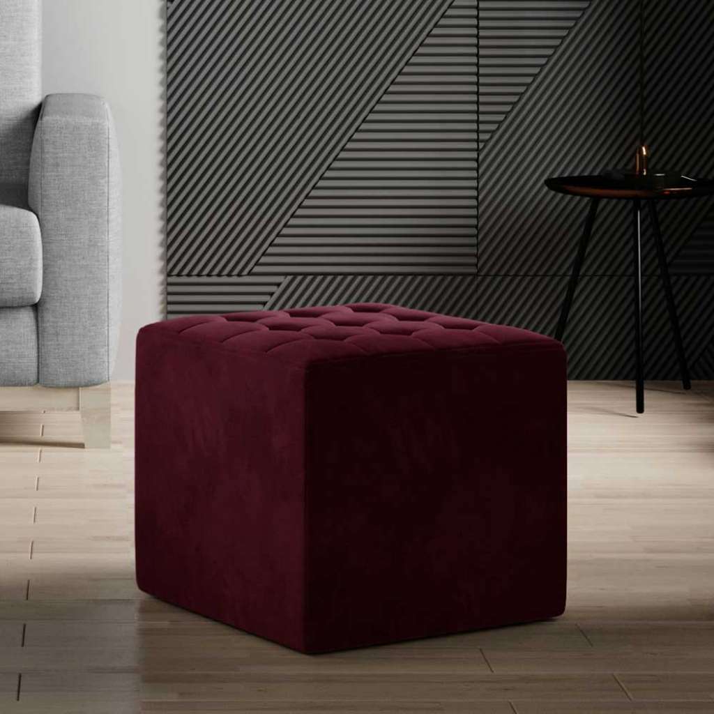 Hocker Sitzhocker in Bordeaux aus Samt