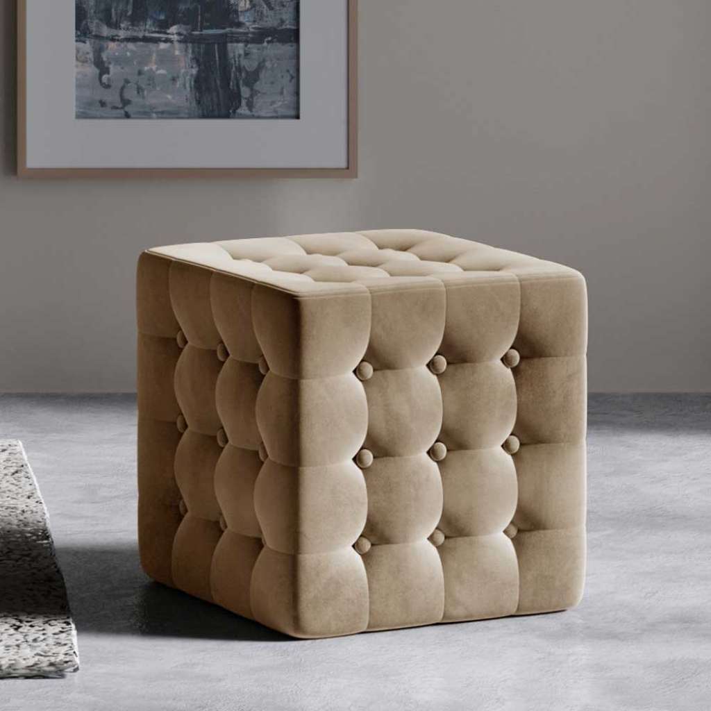 Sitzhocker Polsterhocker in Braun aus Samt