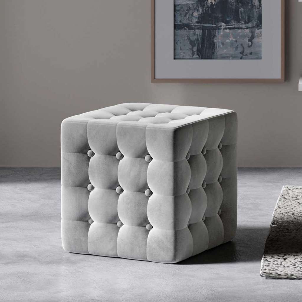Hocker Sitzwürfel aus Samt in quadratischer Form