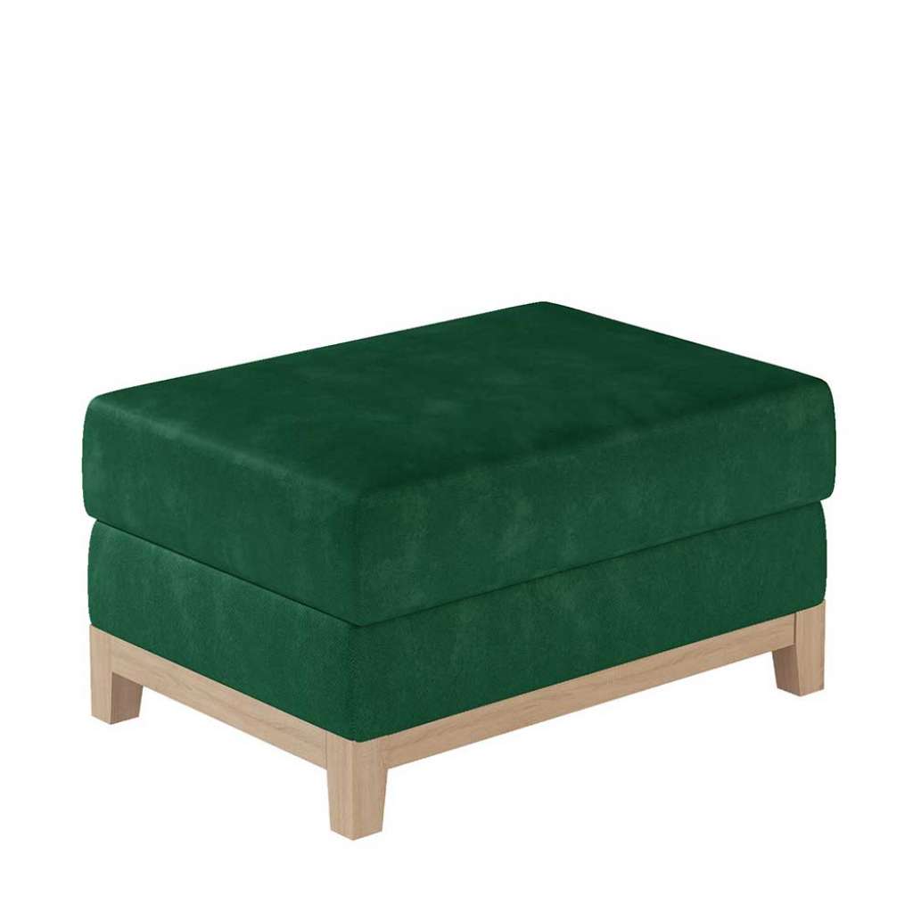 Sitzhocker Couchhocker in Dunkelgrün mit Vierfußgestell aus Holz