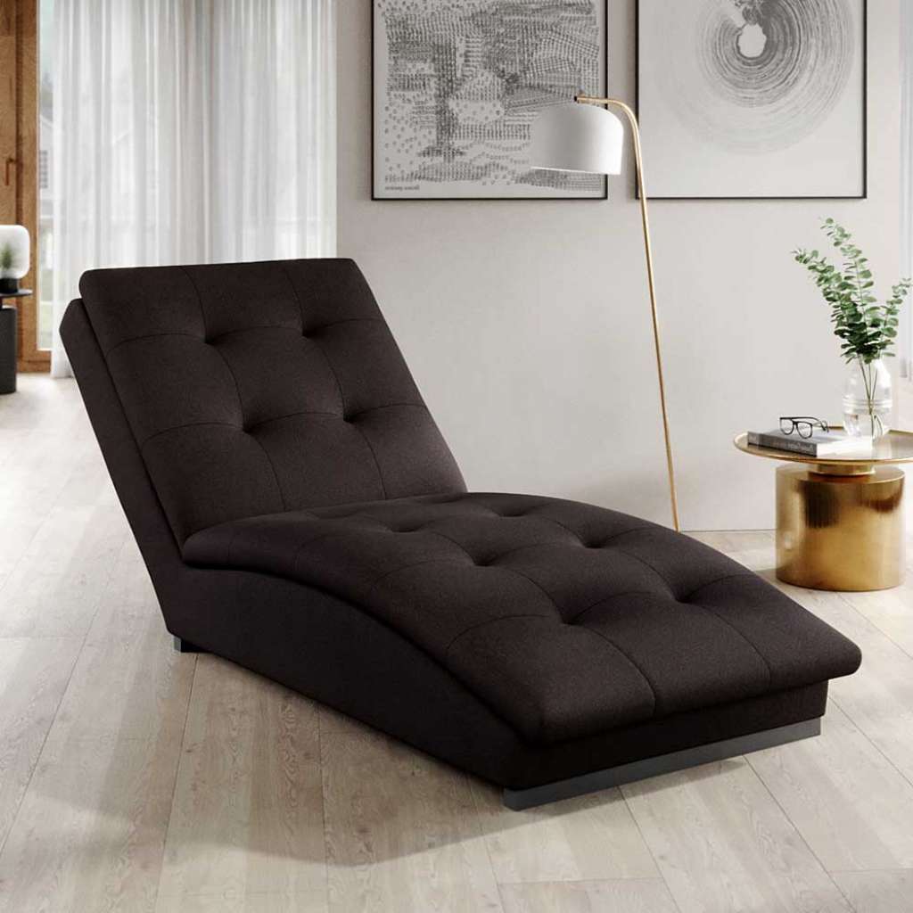 Relaxliege Loungeliege in Dunkelbraun mit geschwungener Liegefläche