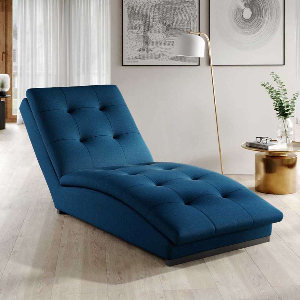 Liegesessel Loungeliege in Dunkelblau mit Punktsteppungen
