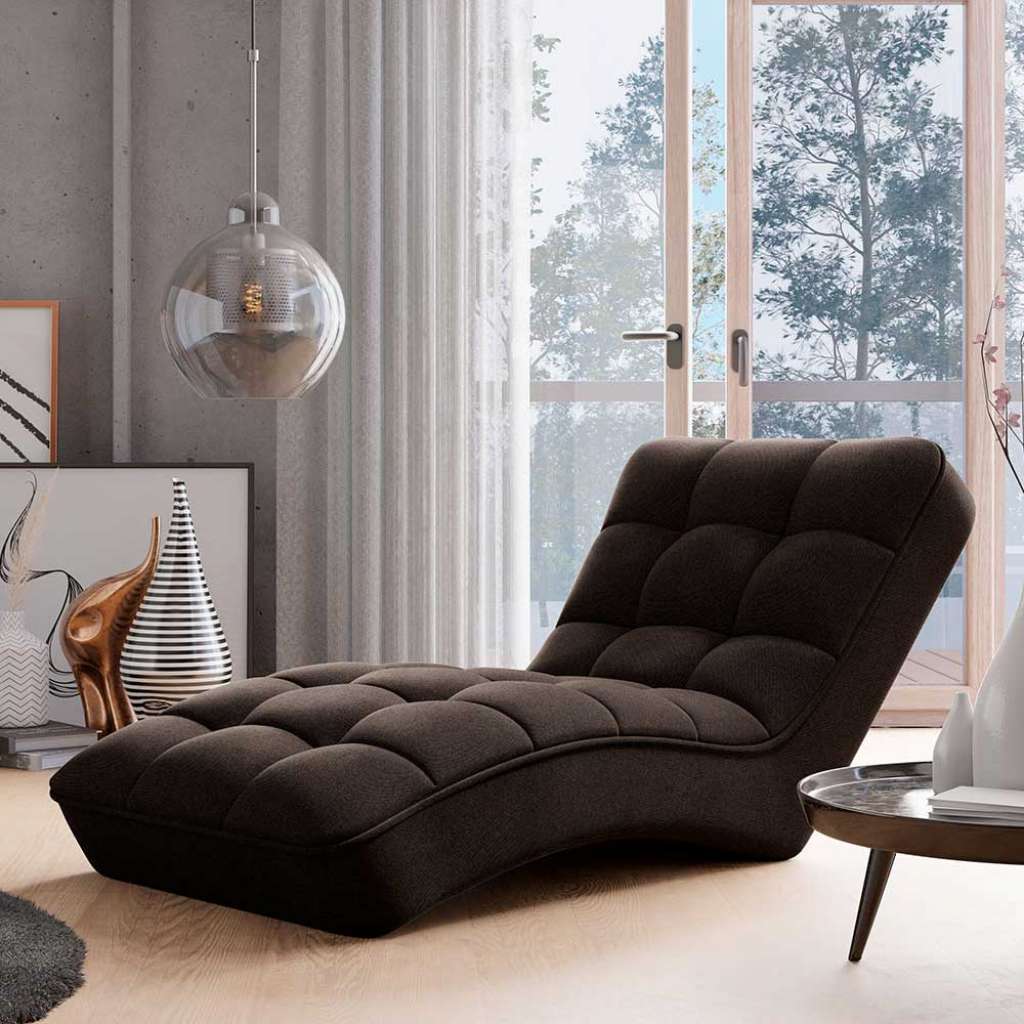 Relaxliege Wohnzimmerliege aus Textil mit aufwendigen Steppungen