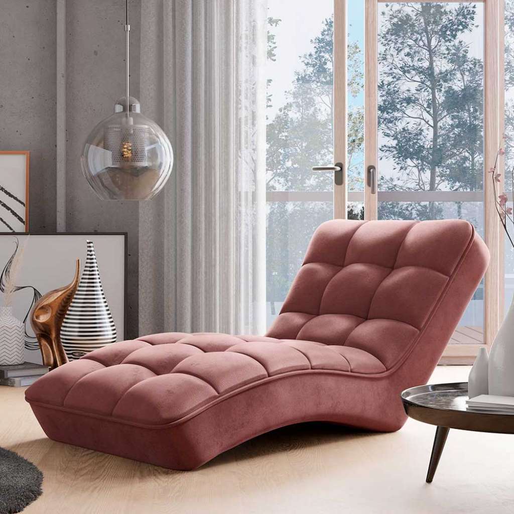 Relaxliege Liegesessel in Rosa mit geschwungener Liegefläche