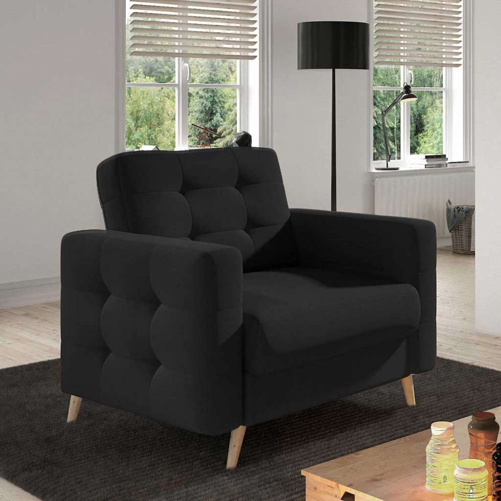 Polstersessel Einzelsessel in Schwarzbraun im Retrostil