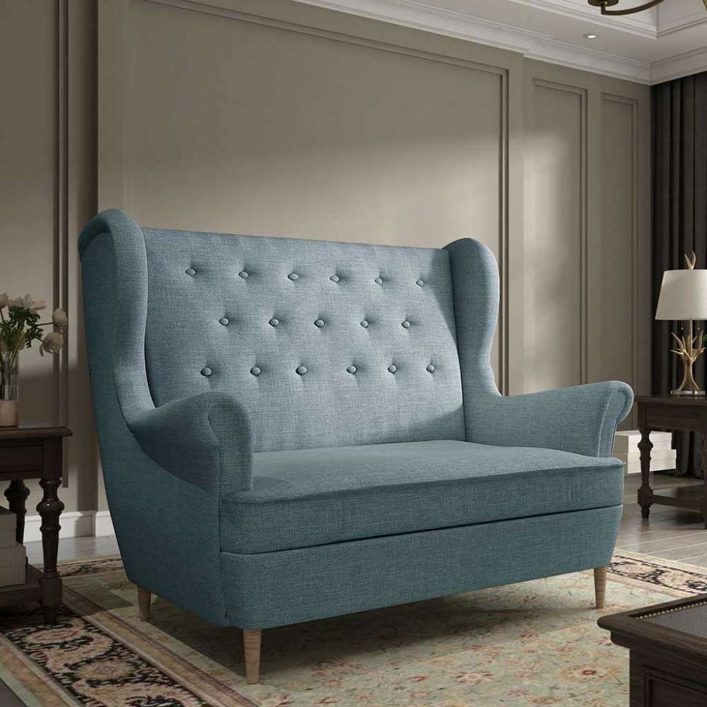 Zweisitzer Zweisitzer Sofa mit Knöpfen verziert und zwei Sitzplätzen