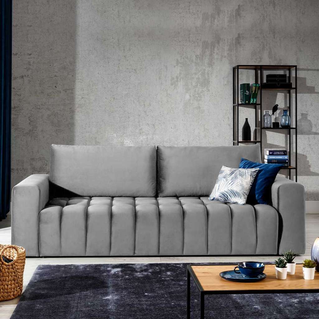 Sofa Dreisitzer Sofa aus Samt mit Armlehnen