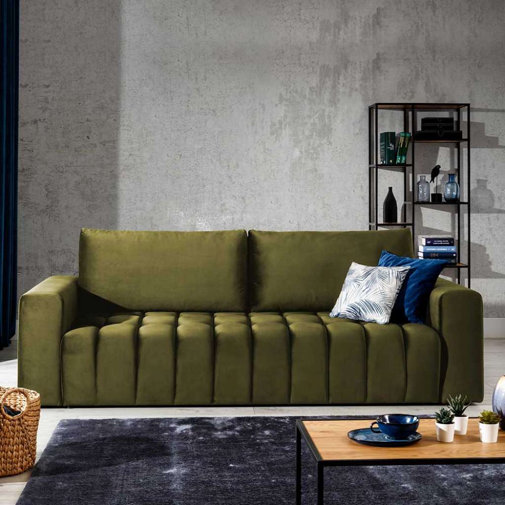 Sofa Dreisitzer Sofa aus Velours mit Armlehnen