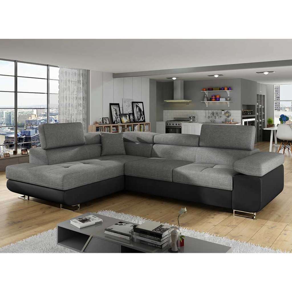 Sofa Ecksofa in Grau aus Textil
