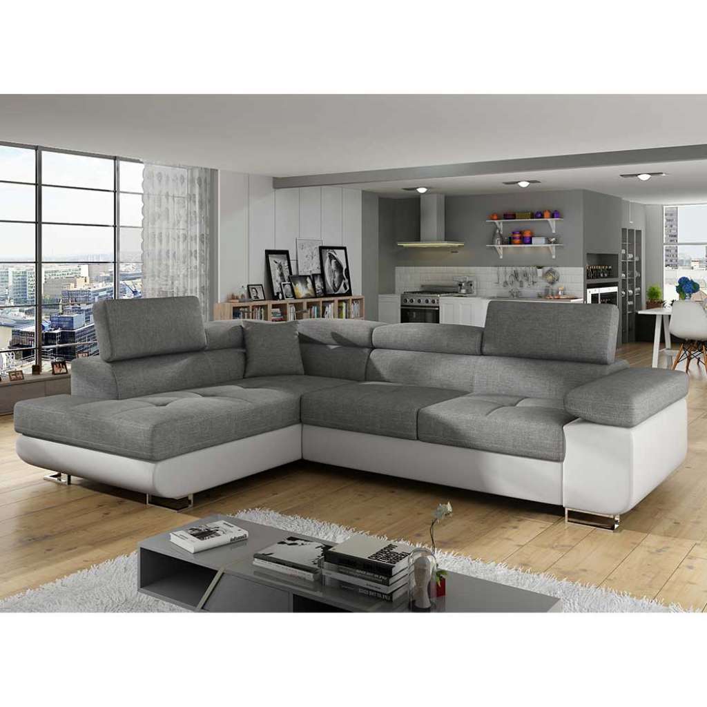 Ecksofa Sofa in Grau und Weiß