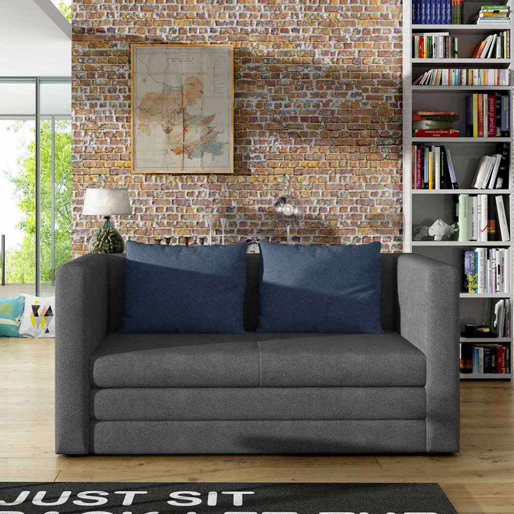 Schlafsofa Zweisitzer mit Schlaffunktion aus Webstoff