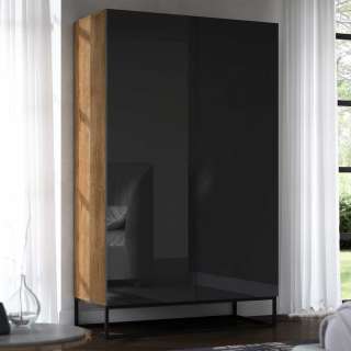 Schlafzimmerschrank Drehtürenschrank in Schwarz Hochglanz