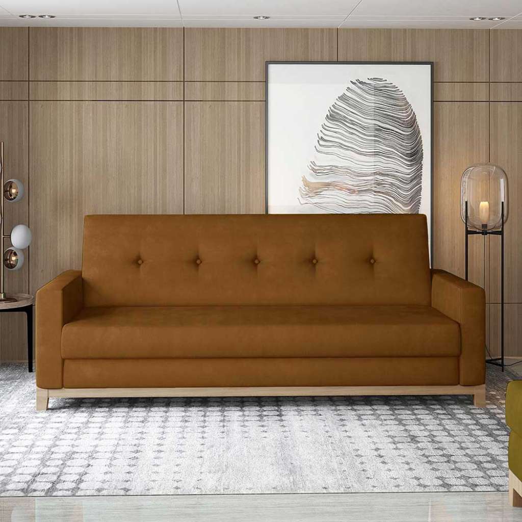 Schlafsofa Couch mit drei Sitzplätzen und Armlehnen