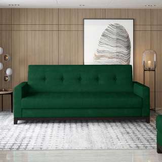 Sofa Dreisitzer Sofa in Dunkelgrün aus Velours