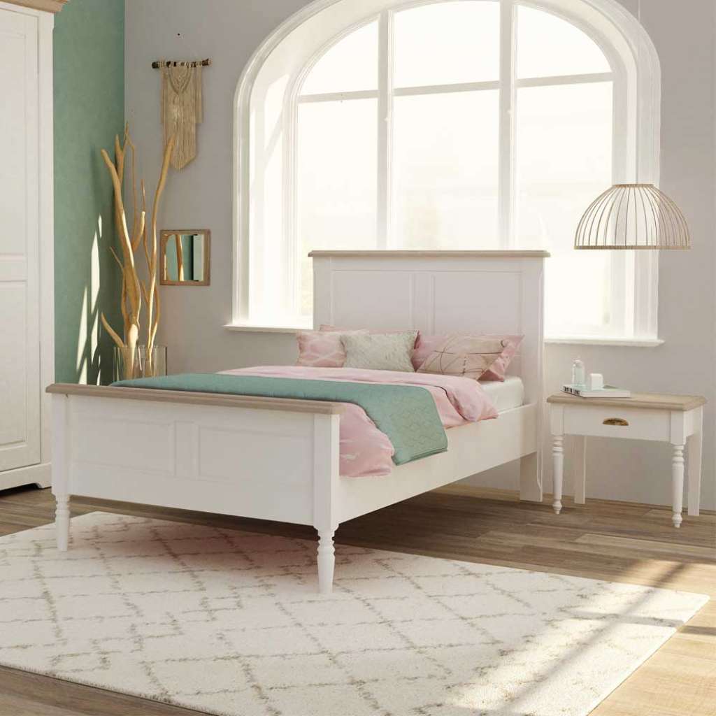 Einzelbett Einzelbettgestell mit Holzwerkstoff Oberfläche lackiert