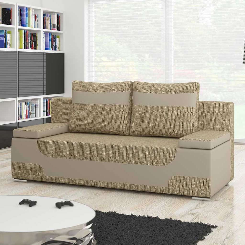 Sofa Zweisitzer aus Webstoff und Kunstleder