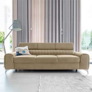 Sofa Couch aus Velours mit Vierfußgestell aus Metall