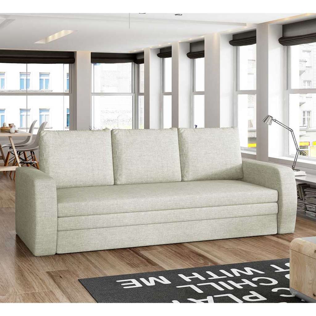 Schlafsofa Bettcouch in Beige mit drei Sitzplätzen