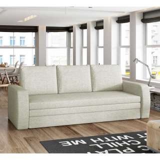 Schlafsofa Bettcouch in Beige mit drei Sitzplätzen