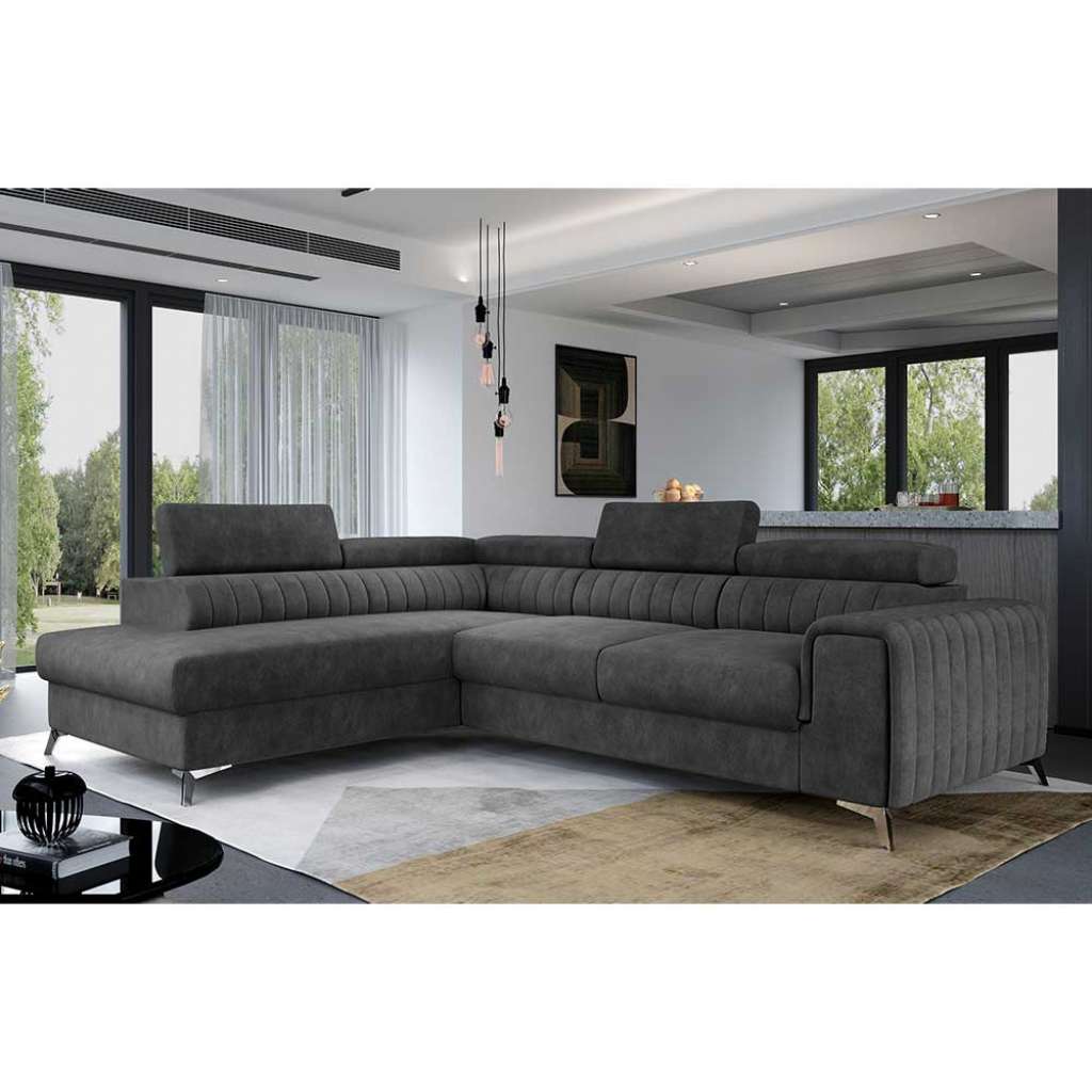 Sofaecke Ecksofa in Dunkelgrau mit Armlehnen
