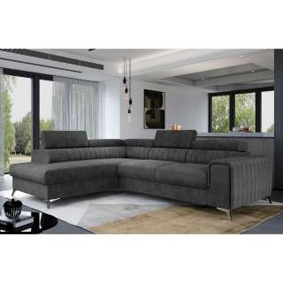 Sofaecke Ecksofa in Dunkelgrau mit Armlehnen