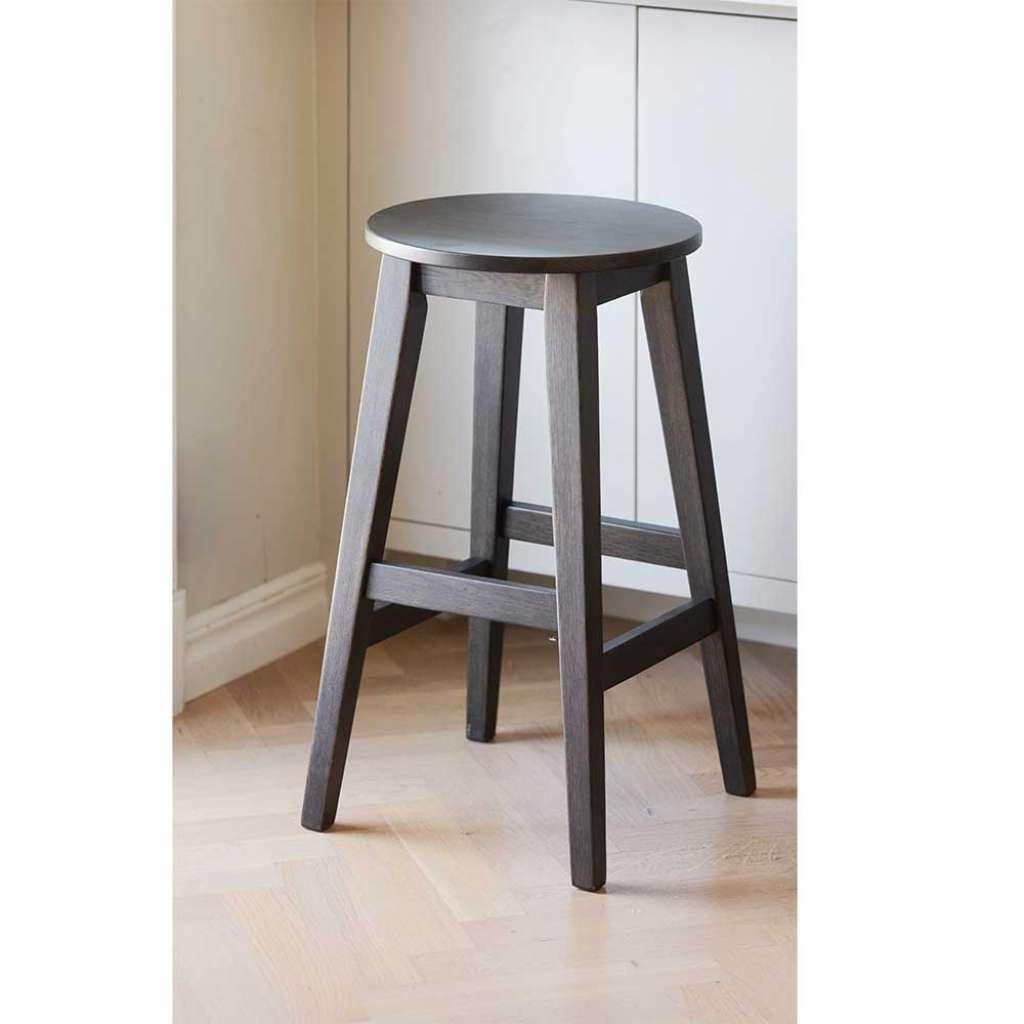 Barhocker Hocker mit Vierfußgestell aus Holz in runder Form (2er Set)