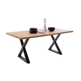 Esstisch Holztisch aus Massivholz mit X Gestell