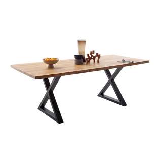 Esstisch Echtholztisch aus Massivholz mit X Gestell