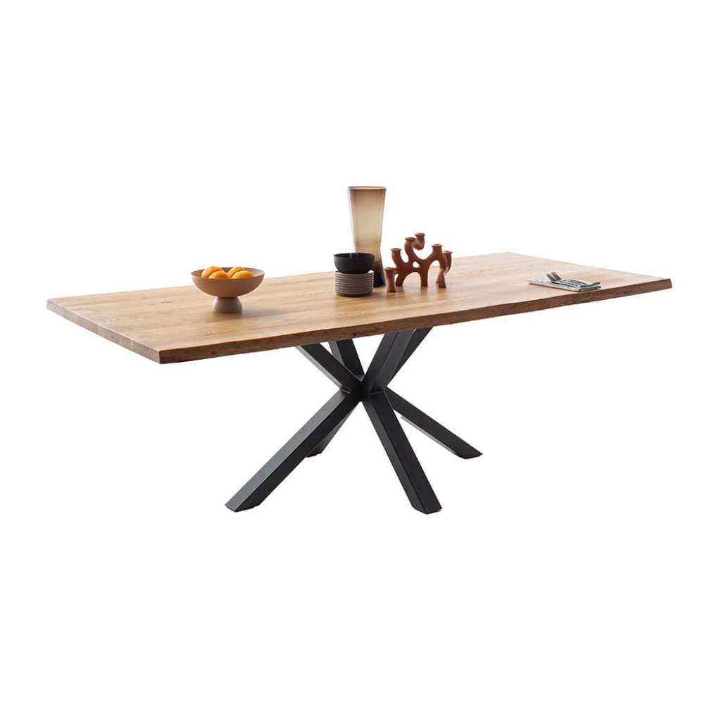 Esstisch Tisch Massivholz aus Metall mit Massivholzplatte