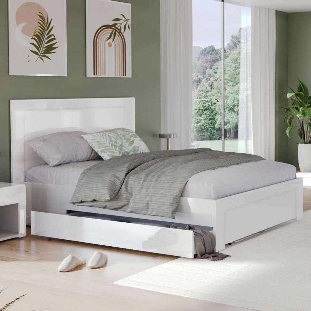 Einzelbett Stauraumbett lackiert Hochglanz