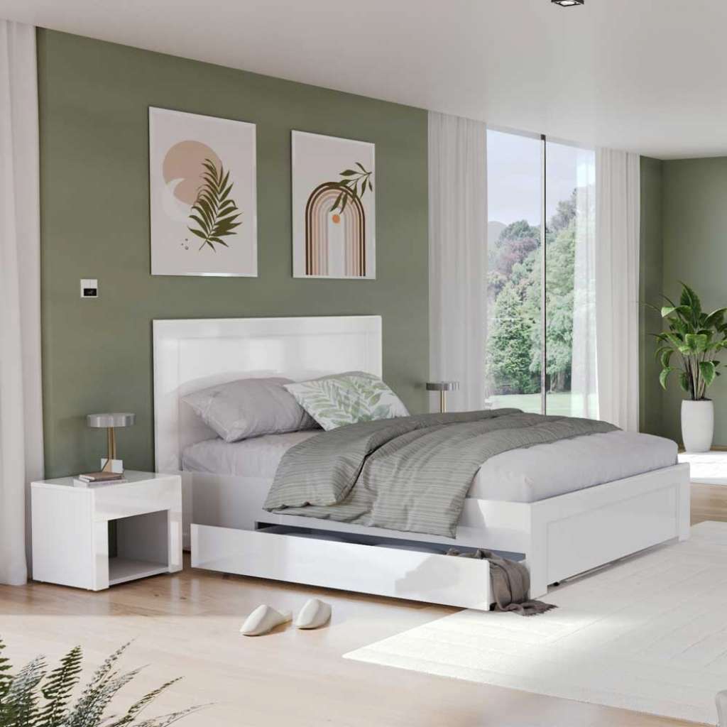 Doppelbett Bettgestell 18 cm Bodenfreiheit aus Holzwerkstoff (dreiteilig)