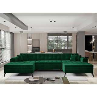 Sofa Couch in Dunkelgrün mit Punktsteppungen