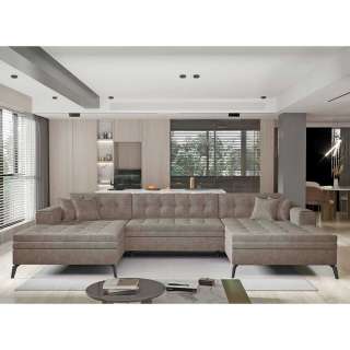 Couchlandschaft Sofalandschaft in Taupe mit Schlaffunktion