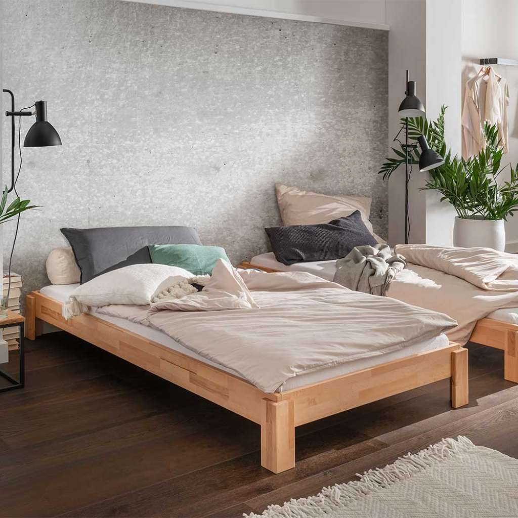 Einzelbett Holzbett aus Buche Massivholz geölt