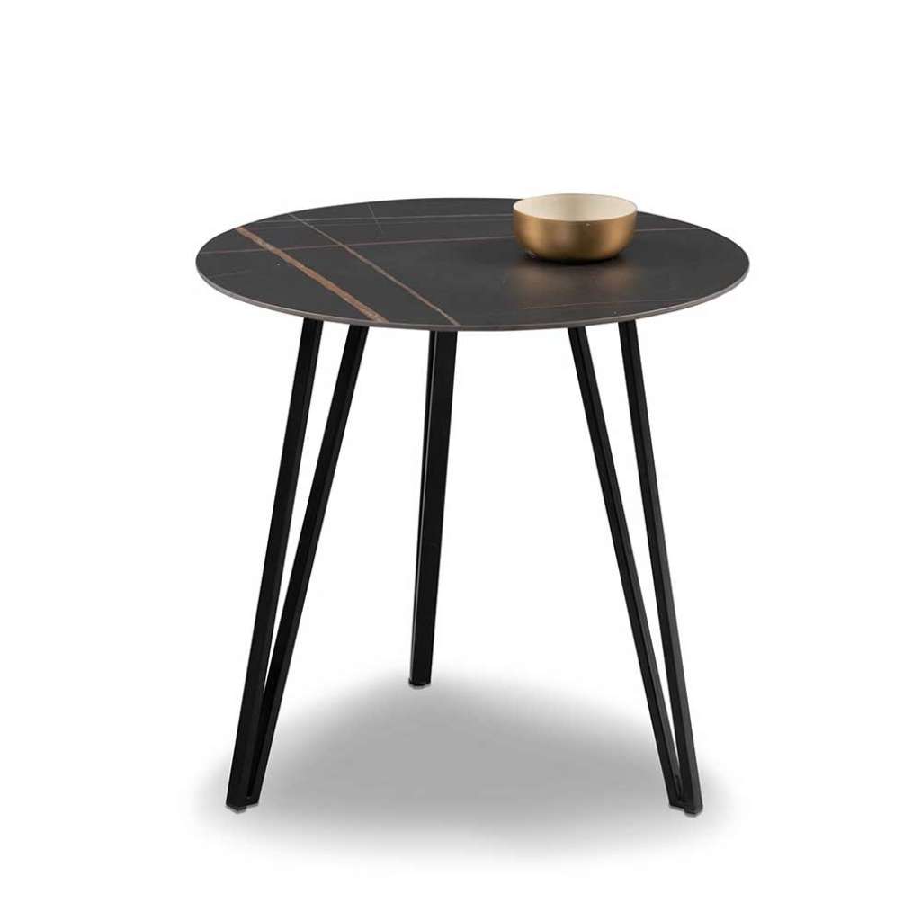 Beistelltisch Beistelltischchen mit Steinplatte in runder Form