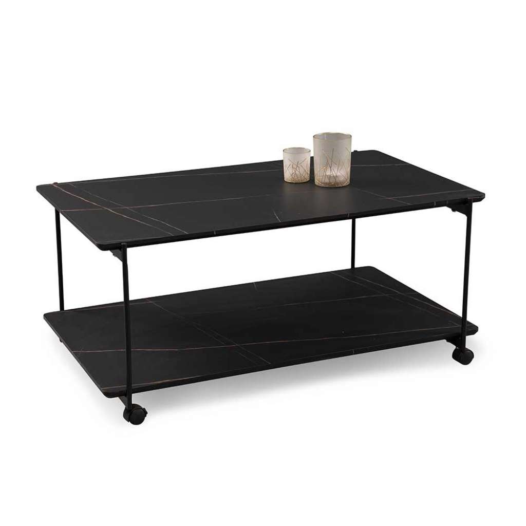 Couchtisch Wohnzimmertisch in Marmor Optik auf Kunststoffrollen