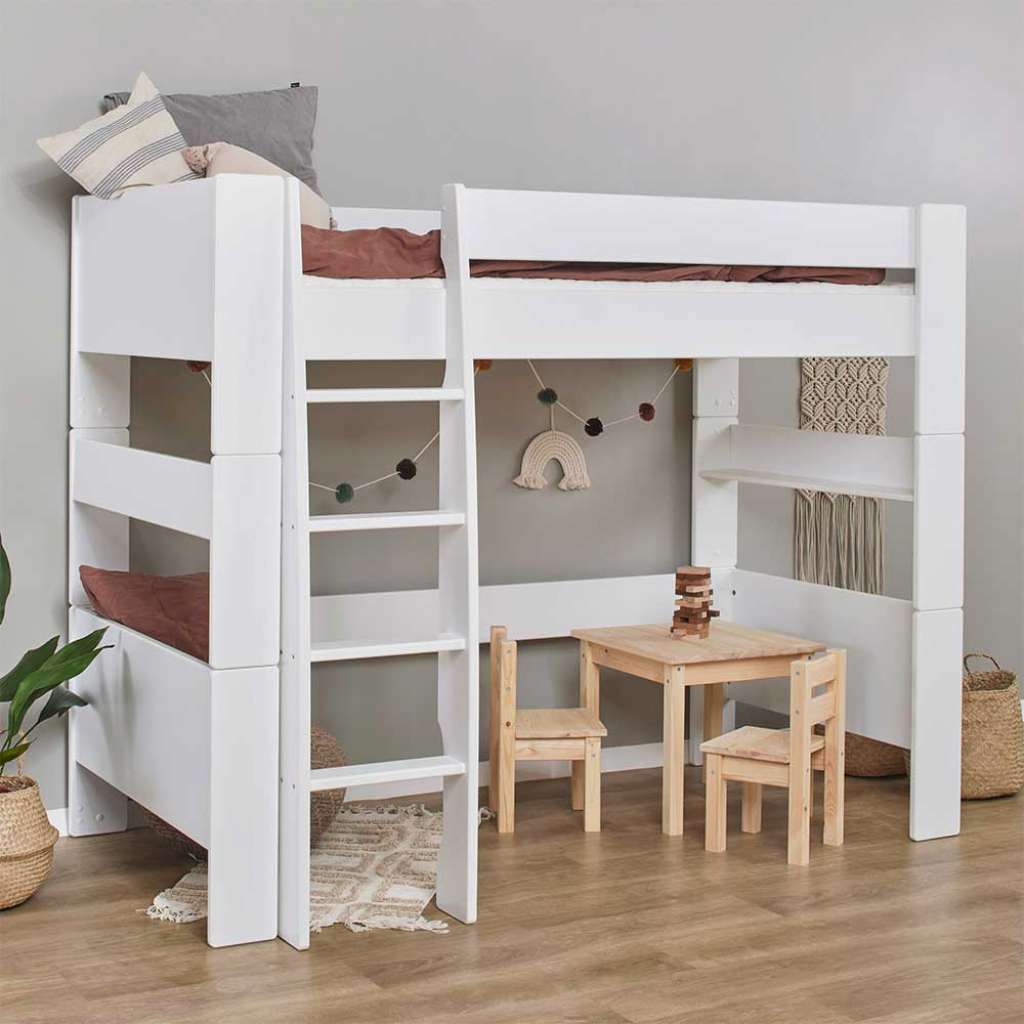 Hochbett Kinderhochbett aus MDF mit Holzwerkstoff Oberfläche