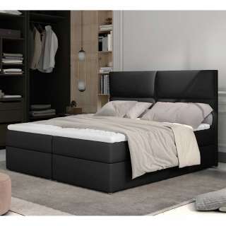 Polsterbett Doppelbett in Schwarz aus Kunstleder