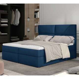 Boxbett Polsterbett in Dunkelblau aus Samt