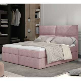 Polsterbett Doppelbett in Rosa aus Webstoff