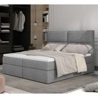 Stoffbett Doppelbett in Grau aus Textil