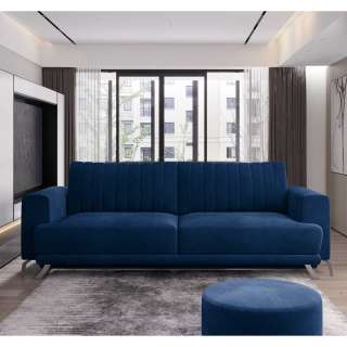 Sofa 3er Sofa in Dunkelblau aus Textil