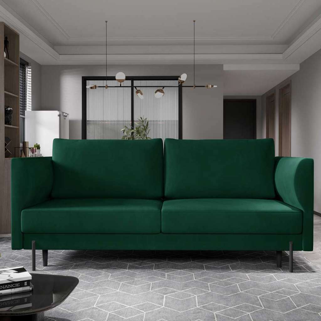 Sofa Dreisitzer Sofa aus Velours mit Armlehnen